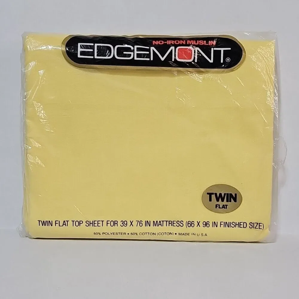 Vintage Cannon Edgemont Twin Flat Sheet NOS Butter Yellow Soft Muslin Fabric USA
